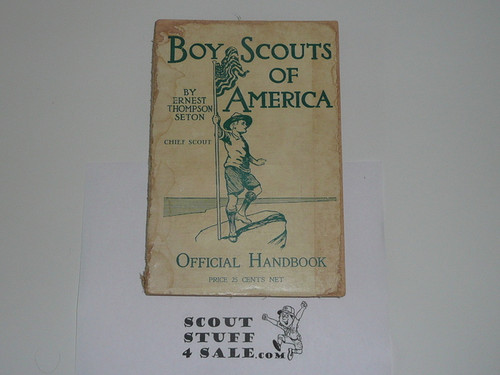1910 Boy Scout Handbook, Original Edition, Only Seton Listed on Cover, Light Cover Wear, Significant Spine Wear But Still Solid