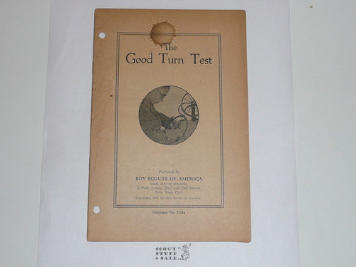 The Good Turn Test, 1929 Printing, Boy Scout Service Library, No Cover Printing