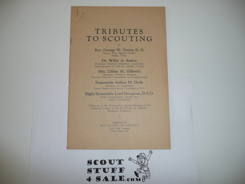 Tributes to Scouting, 1930's, Boy Scout Service Library, Printed Without A Cover
