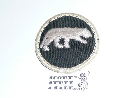 Panther Patrol Medallion, Black Twill (white outline of panther) with gauze back, 1972-1989