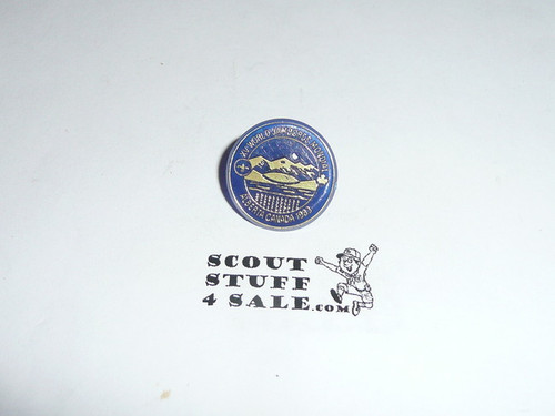 1983 Boy Scout World Jamboree Plastic Pin, Blue