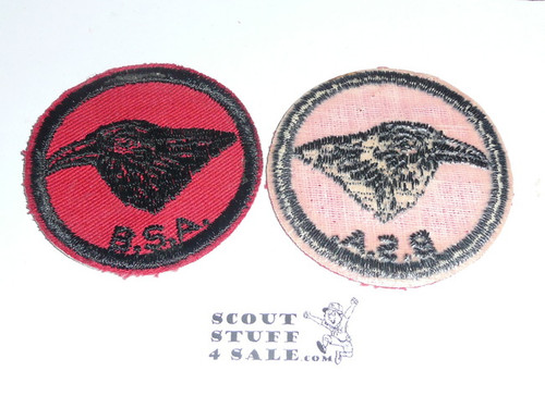Raven Patrol Medallion, Red Twill with gum back, 1955-1971