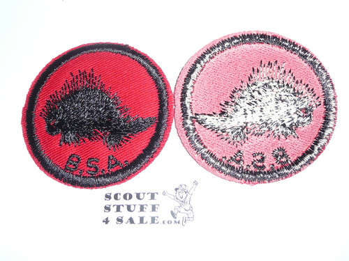 Porcupine Patrol Medallion, Red Twill with red rubber backing, 1955-1971