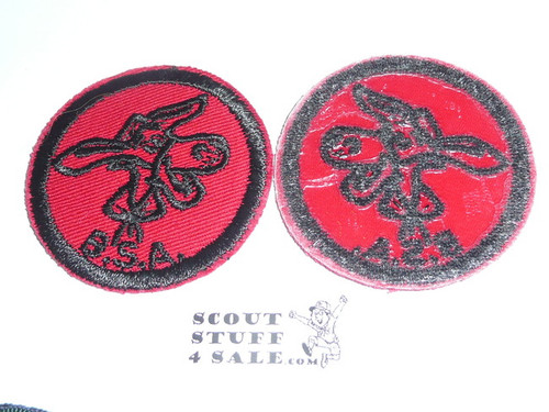 Pedro Patrol Medallion, Red Twill with plastic back, 1955-1971