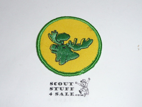 Moose Patrol Medallion, Yellow Twill with gauze back, 1972-1989