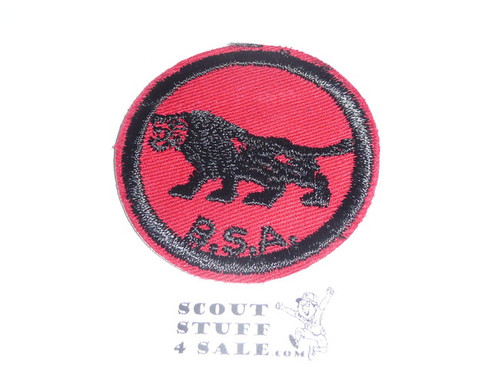 Lion Patrol Medallion, Red Twill with gum back, 1955-1971