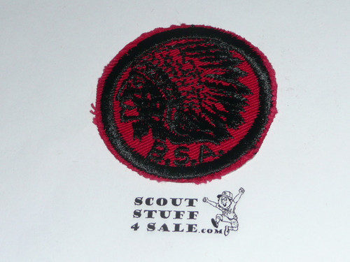 Indian Patrol Medallion, Red Twill with plastic back, 1955-1971