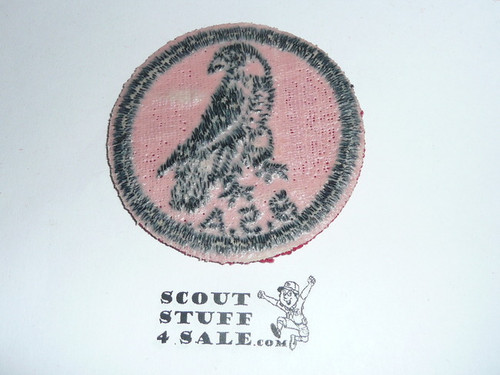 Hawk Patrol Medallion, Red Twill with gum back, 1955-1971
