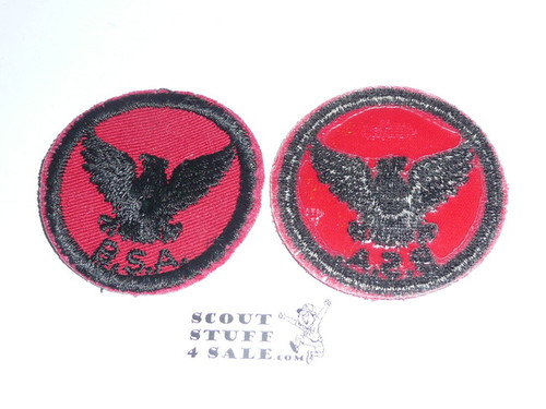 Flying Eagle Patrol Medallion, Red Twill with plastic back, 1955-1971