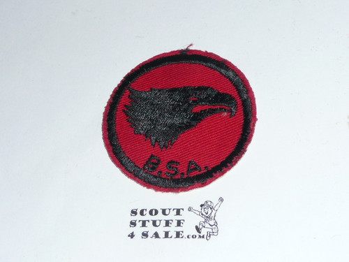 Eagle Patrol Medallion, Red Twill with plastic back, 1955-1971