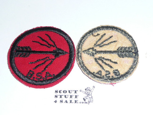 Blazing Arrow Patrol Medallion, Red Twill with gum back, 1955-1971