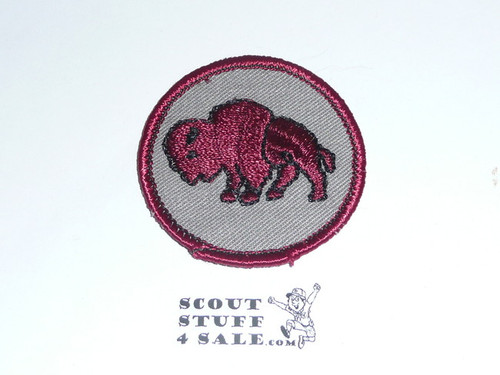 Bison Patrol Medallion, Grey Twill with gauze back, 1972-1989