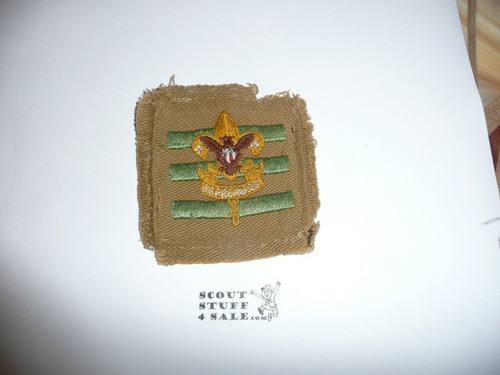Junior Assistant Scoutmaster Patch - 1936-1942 - Tan Twill Tall Crown (J3) - Used