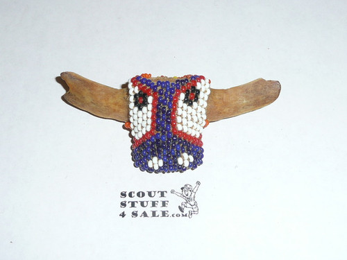 Horn and Beaded Steer Head Neckerchief Slide