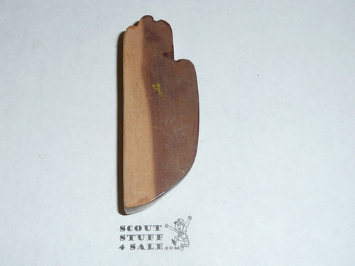 Carved Wood Scout Emblem Neckerchief Slide, no ring on back