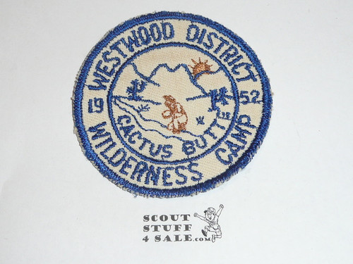 Crescent Bay Area Council, 1952 Westwood District Wilderness Camp Patch
