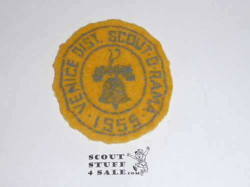 Crescent Bay Area Council, 1955 Venice District Scout-O-Rama Felt Patch, Well Used