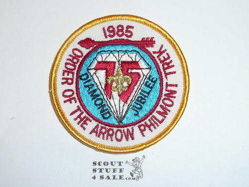 Philmont Scout Ranch, 1985 Seventy Fifth BSA Anniversary Order of the Arrow Philmont Trek Patch, Gold Border