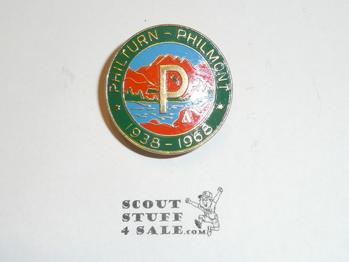 Philmont Scout Ranch Metal Neckerchief Slide, 1968 Philturn/Philmont Thirtieth Anniversary