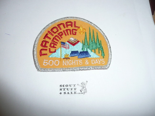 National Camping Award for 500 Nights & Days of Camping High Adventure Hiking Award Patch