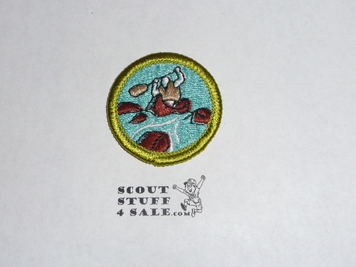 Whitewater (Green bdr) - Type H - Fully Embroidered Plastic Back Merit Badge (1972-2002)