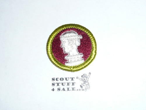 Sculpture - Type H - Fully Embroidered Plastic Back Merit Badge (1972-2002)