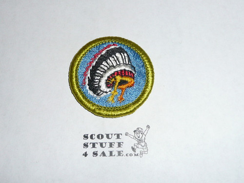 Indian Lore - Type H - Fully Embroidered Plastic Back Merit Badge (1972-2002)