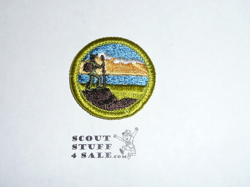 Hiking (Green bdr) - Type H - Fully Embroidered Plastic Back Merit Badge (1972-2002)