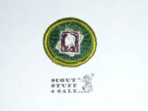 Stamp Collecting - Type G - Fully Embroidered Cloth Back Merit Badge (1961-1971)