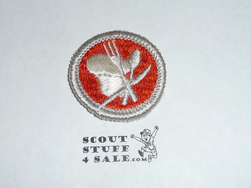 Cooking (silver bdr) - Type G - Fully Embroidered Cloth Back Merit Badge (1961-1971)