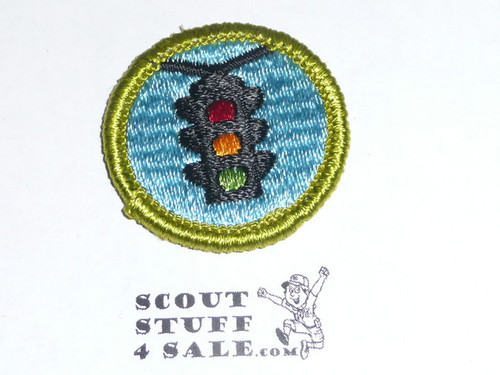 Traffic Safety - Type G - Fully Embroidered Cloth Back Merit Badge (1961-1971)