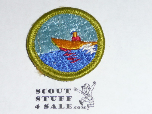 Motorboating - Type G - Fully Embroidered Cloth Back Merit Badge (1961-1971)