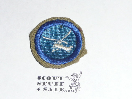 Airplane Design - Type C -  Tan Crimped Merit Badge (1936-1946), RARE Air Scout