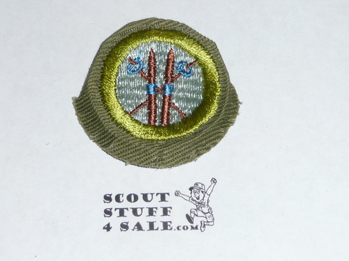 Skiing - Type E - Khaki Crimped Merit Badge (1947-1960)