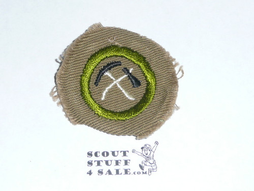 Pioneering - Type B - Wide Crimped Bdr Tan Merit Badge (1934-1935)