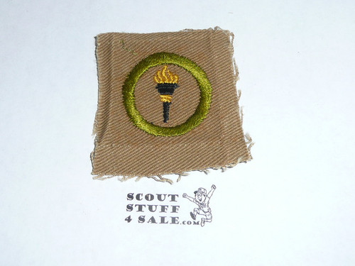 Public Health - Type A - Square Tan Merit Badge (1911-1933), used