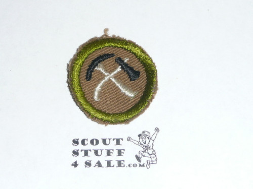 Pioneering - Type A - Square Tan Merit Badge (1911-1933), cut to round or little material
