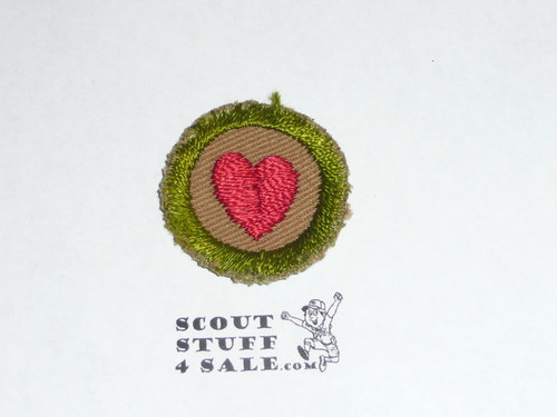 Personal Health - Type A - Square Tan Merit Badge (1911-1933), cut to round or little material