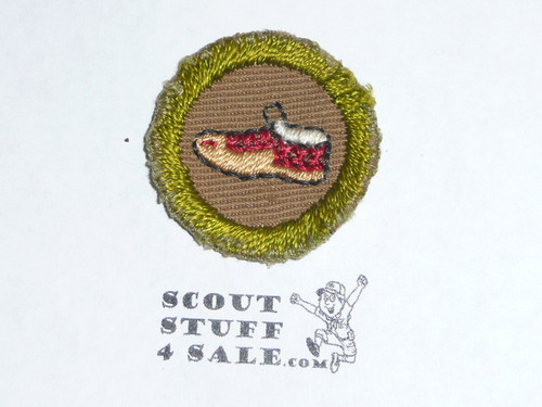 Leathercraft - Type A - Square Tan Merit Badge (1911-1933), cut to round or little material