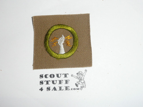 Electricity - Type A - Square Tan Merit Badge (1911-1933)