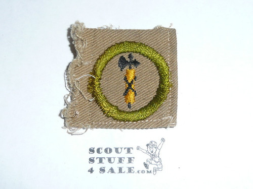 Civics - Type A - Square Tan Merit Badge (1911-1933), used