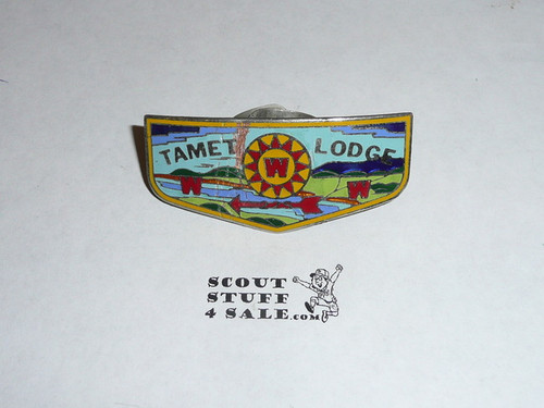 Order of the Arrow Lodge #225 Tamet Enameled Neckerchief slide, some cracking and chipping to enamel