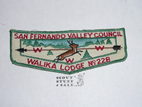 Order of the Arrow Lodge #228 Walika f1 First Flap Patch, lt use