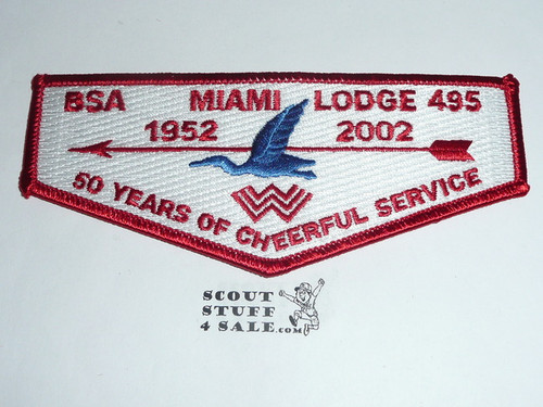 Order of the Arrow Lodge #495 Miami 2002 50th Anniv Flap Patch