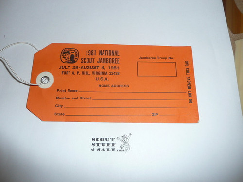 1981 National Jamboree Luggage Tag, orange