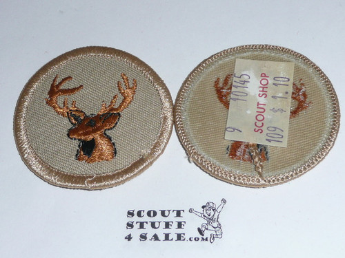 Stag Patrol Medallion, Tan Twill with plastic back, 1989-2002