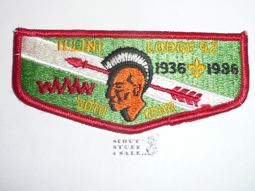 Order of the Arrow Lodge #92 Illini s10 Flap Patch