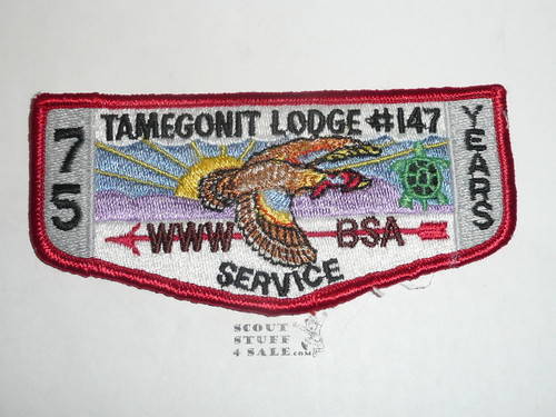 Order of the Arrow Lodge #147 Tamegonit s22 75th OA anniv & Service Flap Patch