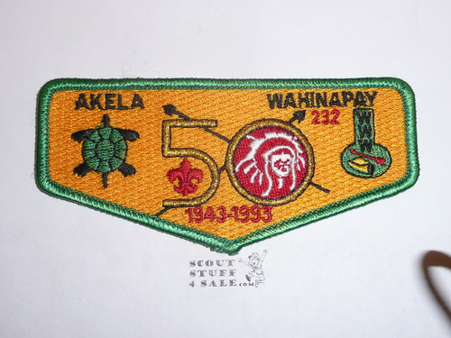 Order of the Arrow Lodge #232 Akela Wahinapay s11 50th anniv Flap Patch