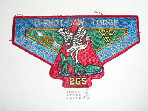 Order of the Arrow Lodge #265 O-Shot-Caw s28 1992 NOAC Delegate Flap Patch